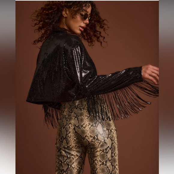 12th Tribe Star Crossed Black Sequin Jacket - Picture 2 of 10